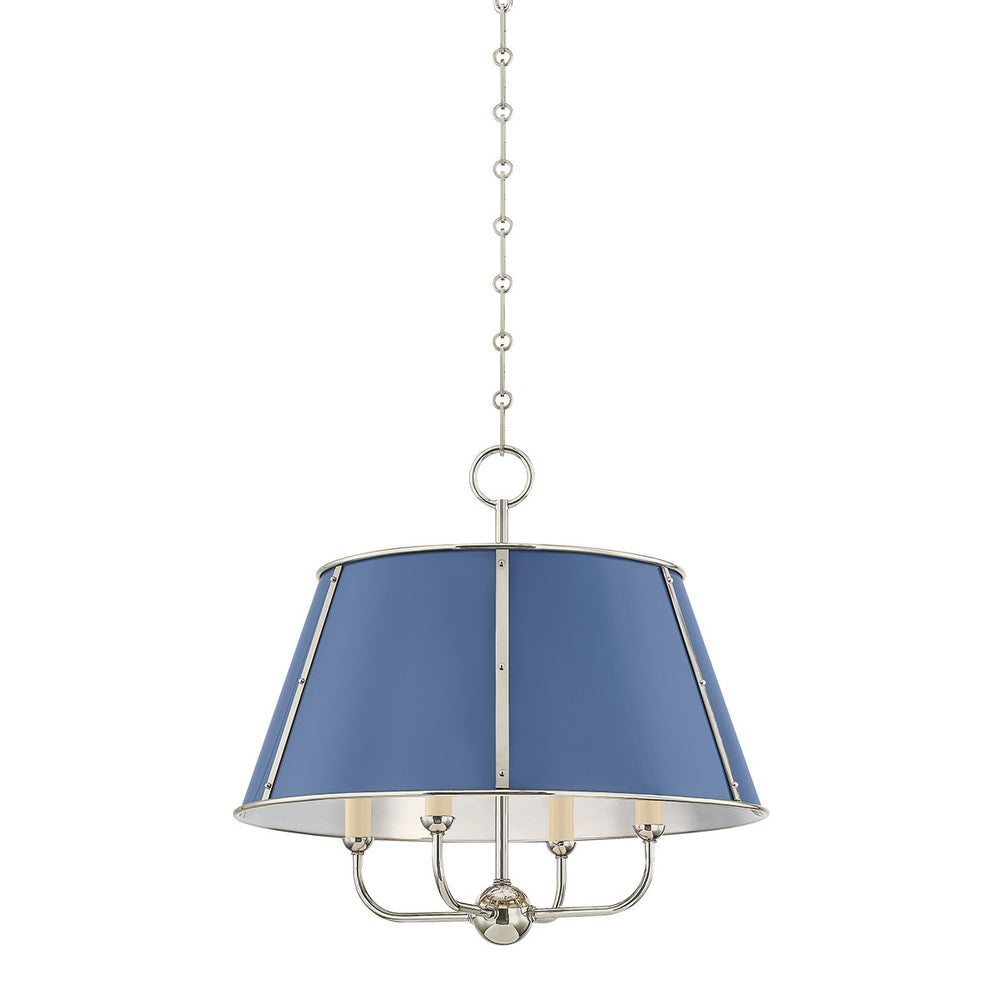 Hudson Valley Canada - Four Light Chandelier - Cambridge - Polished Nickel/Soft French Blue- Union Lighting Luminaires Decor