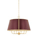 Hudson Valley Canada - Six Light Chandelier - Cambridge - Aged Brass/Soft Crimson- Union Lighting Luminaires Decor