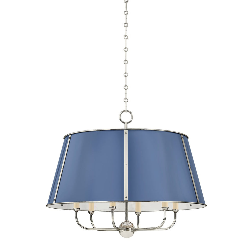 Hudson Valley Canada - Six Light Chandelier - Cambridge - Polished Nickel/Soft French Blue- Union Lighting Luminaires Decor