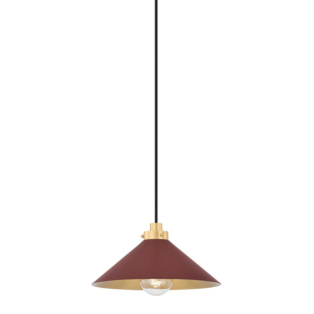 Hudson Valley Canada - One Light Pendant - Clivedon - Aged Brass/Soft Crimson- Union Lighting Luminaires Decor