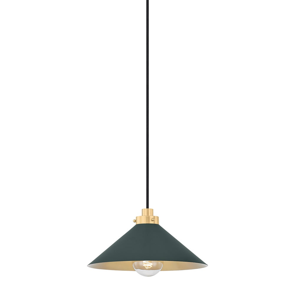 Hudson Valley Canada - One Light Pendant - Clivedon - Aged Brass/Soft Studio Green- Union Lighting Luminaires Decor