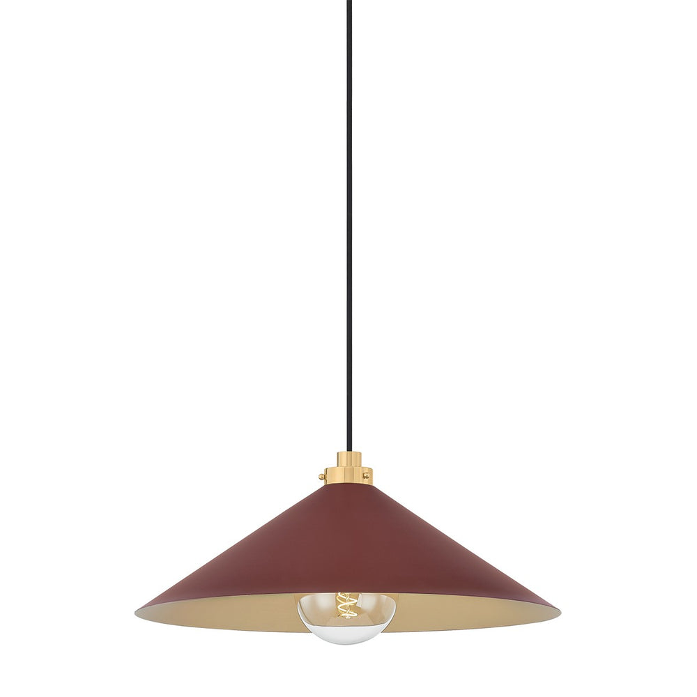Hudson Valley Canada - One Light Pendant - Clivedon - Aged Brass/Soft Crimson- Union Lighting Luminaires Decor