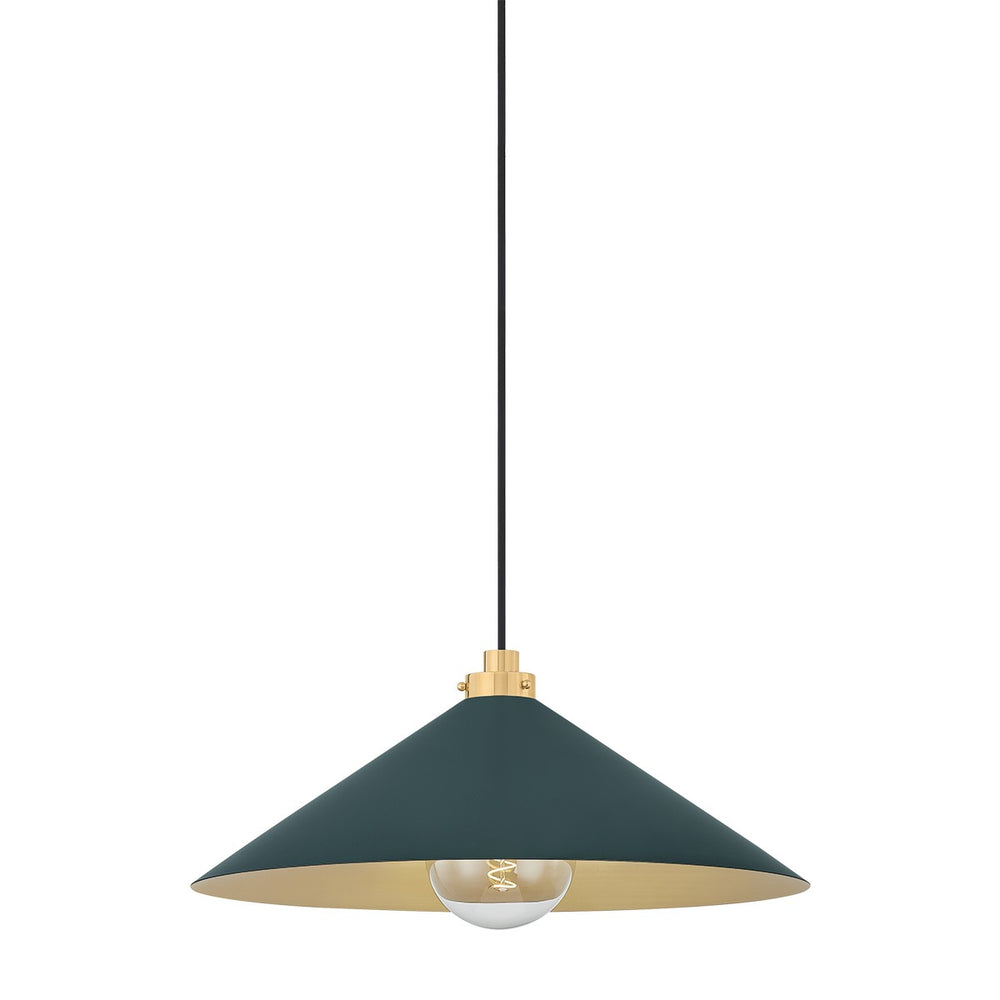 Hudson Valley Canada - One Light Pendant - Clivedon - Aged Brass/Soft Studio Green- Union Lighting Luminaires Decor