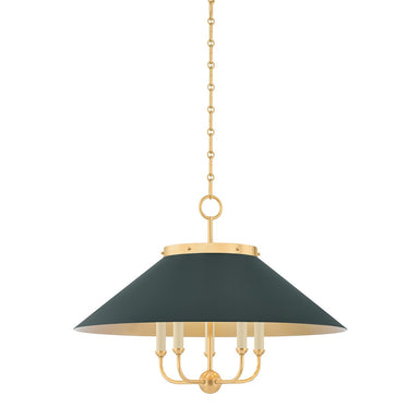Hudson Valley Canada - Five Light Chandelier - Clivedon - Aged Brass/Soft Studio Green- Union Lighting Luminaires Decor