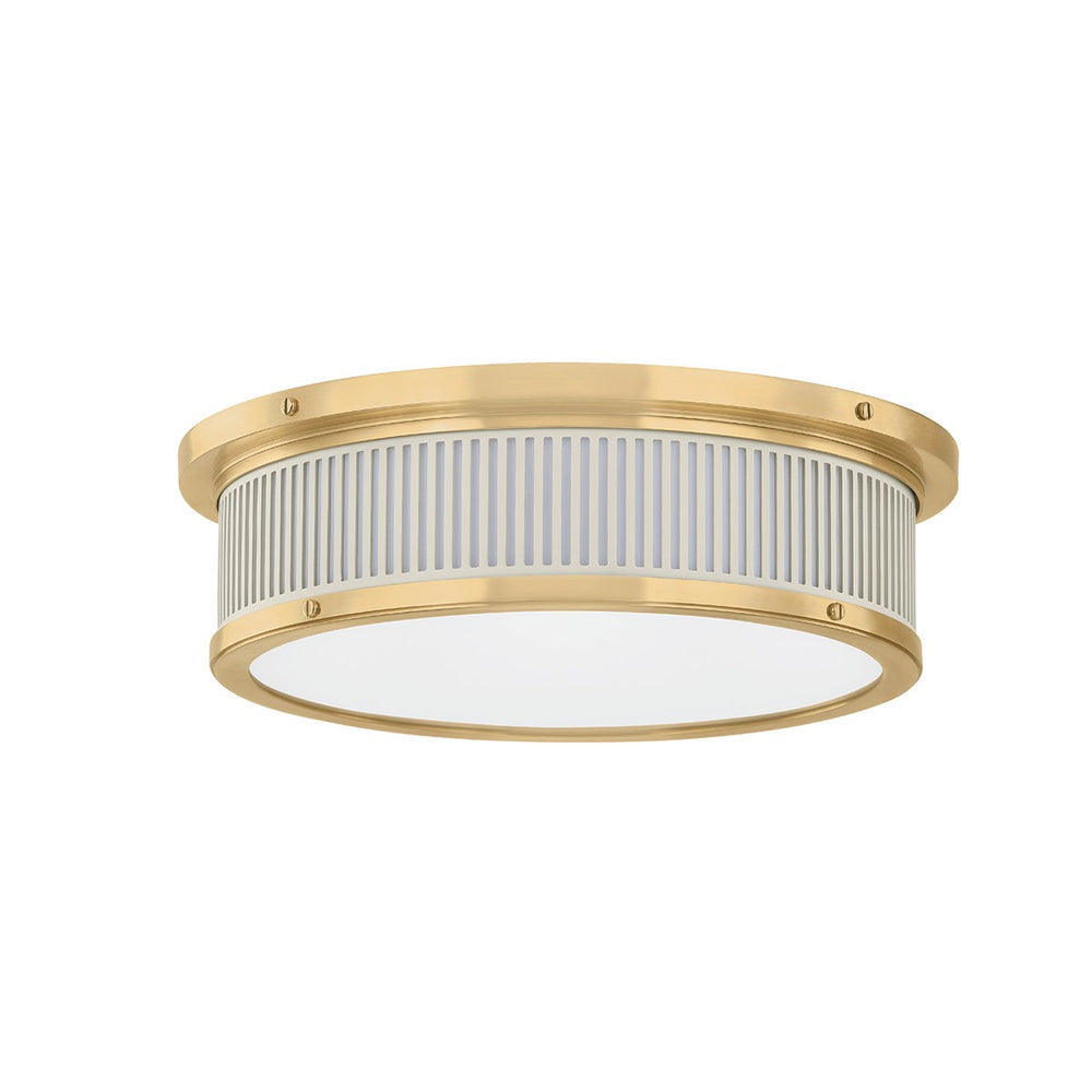 Hudson Valley Canada - LED Flush Mount - Ashdown - Aged Brass/Off-White- Union Lighting Luminaires Decor