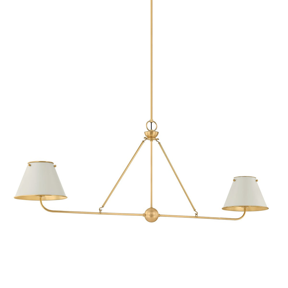 Hudson Valley Canada - Two Light Linear - Burghley - Aged Brass/Off-White- Union Lighting Luminaires Decor