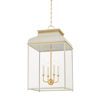 Hudson Valley Canada - Four Light Lantern - Houghton - Aged Brass/Off-White- Union Lighting Luminaires Decor