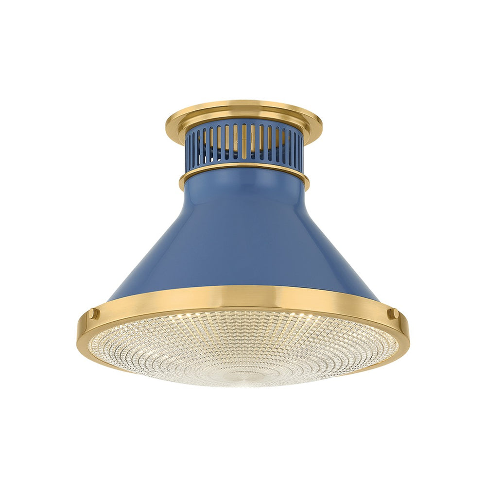Hudson Valley Canada - One Light Flush Mount - Highclere - Aged Brass/Soft French Blue- Union Lighting Luminaires Decor