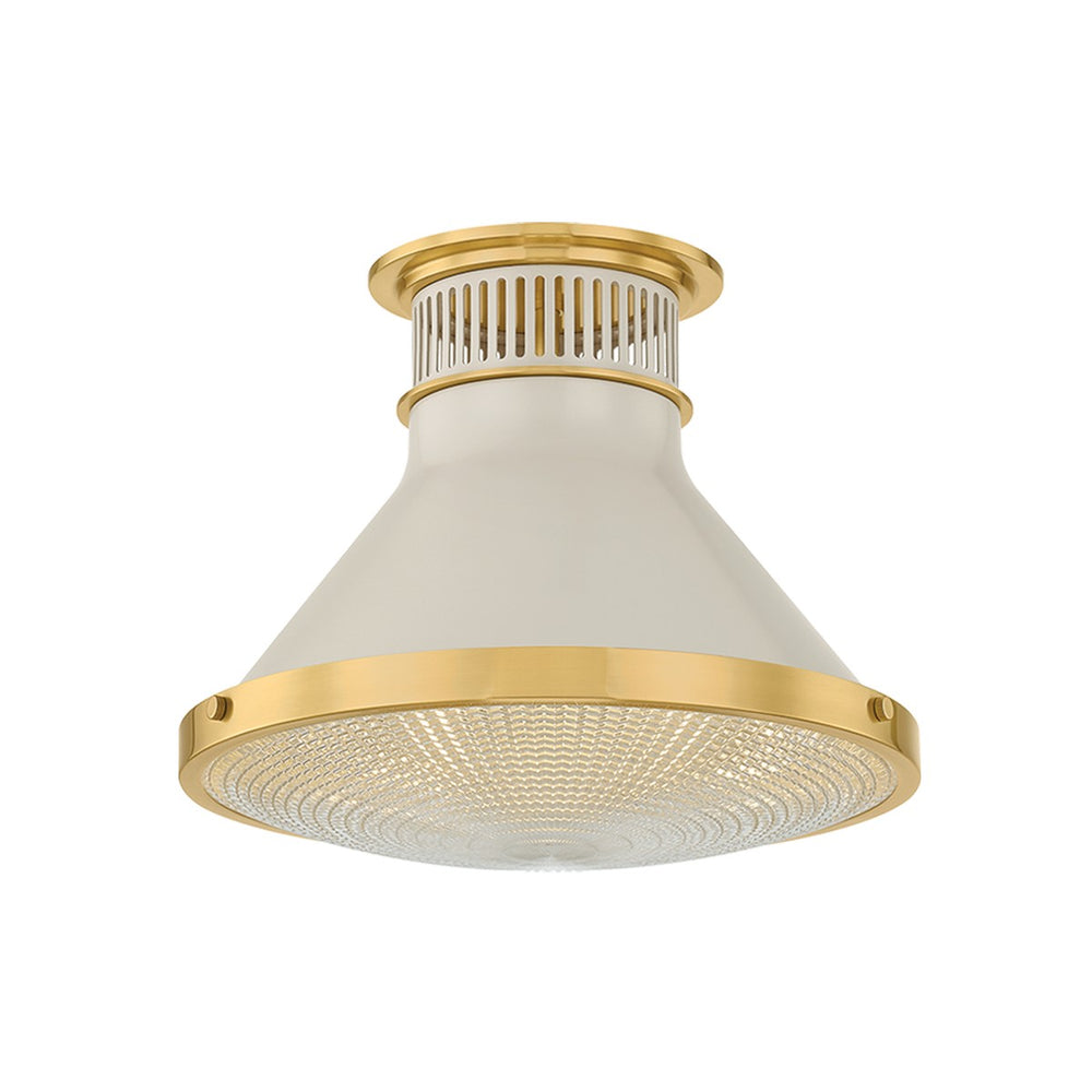 Hudson Valley Canada - One Light Flush Mount - Highclere - Aged Brass/Off-White- Union Lighting Luminaires Decor