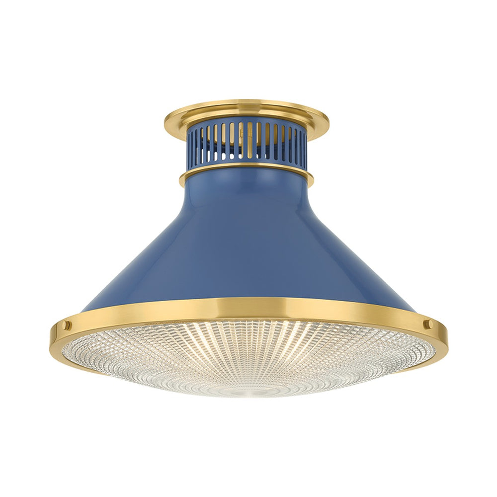 Hudson Valley Canada - One Light Flush Mount - Highclere - Aged Brass/Soft French Blue- Union Lighting Luminaires Decor