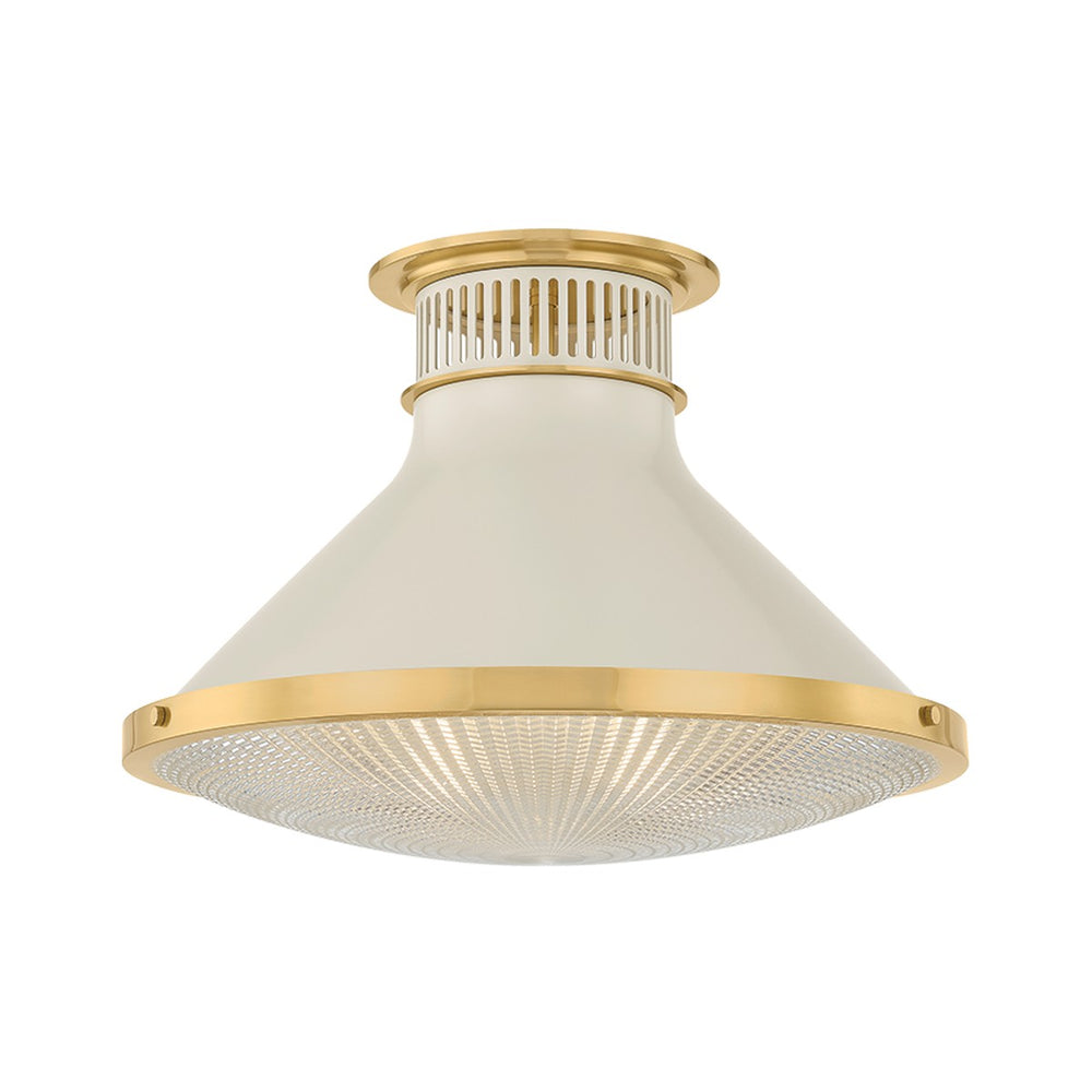 Hudson Valley Canada - One Light Flush Mount - Highclere - Aged Brass/Off-White- Union Lighting Luminaires Decor