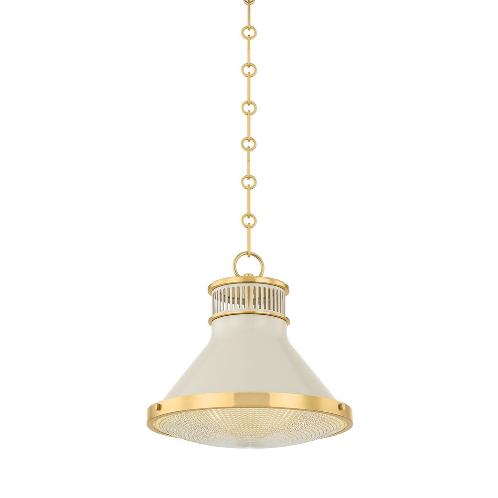 Hudson Valley Canada - One Light Pendant - Highclere - Aged Brass/Off-White- Union Lighting Luminaires Decor