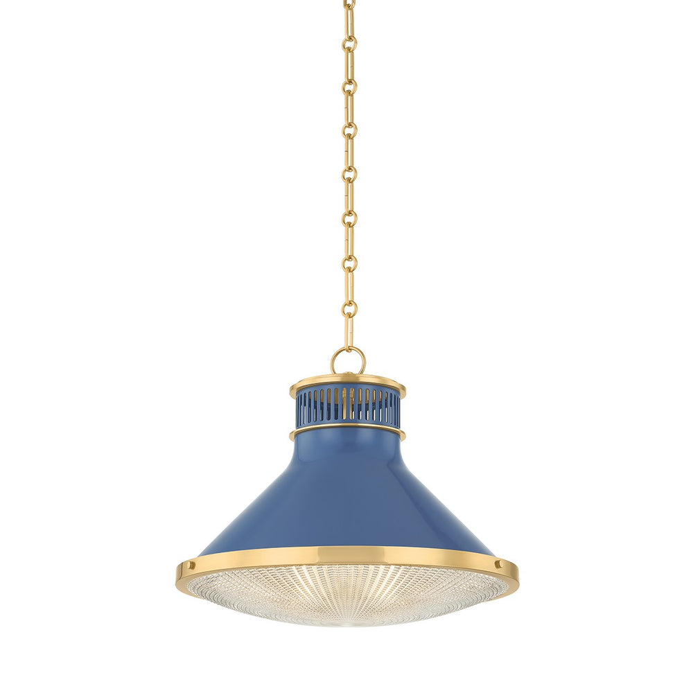 Hudson Valley Canada - One Light Pendant - Highclere - Aged Brass/Soft French Blue- Union Lighting Luminaires Decor