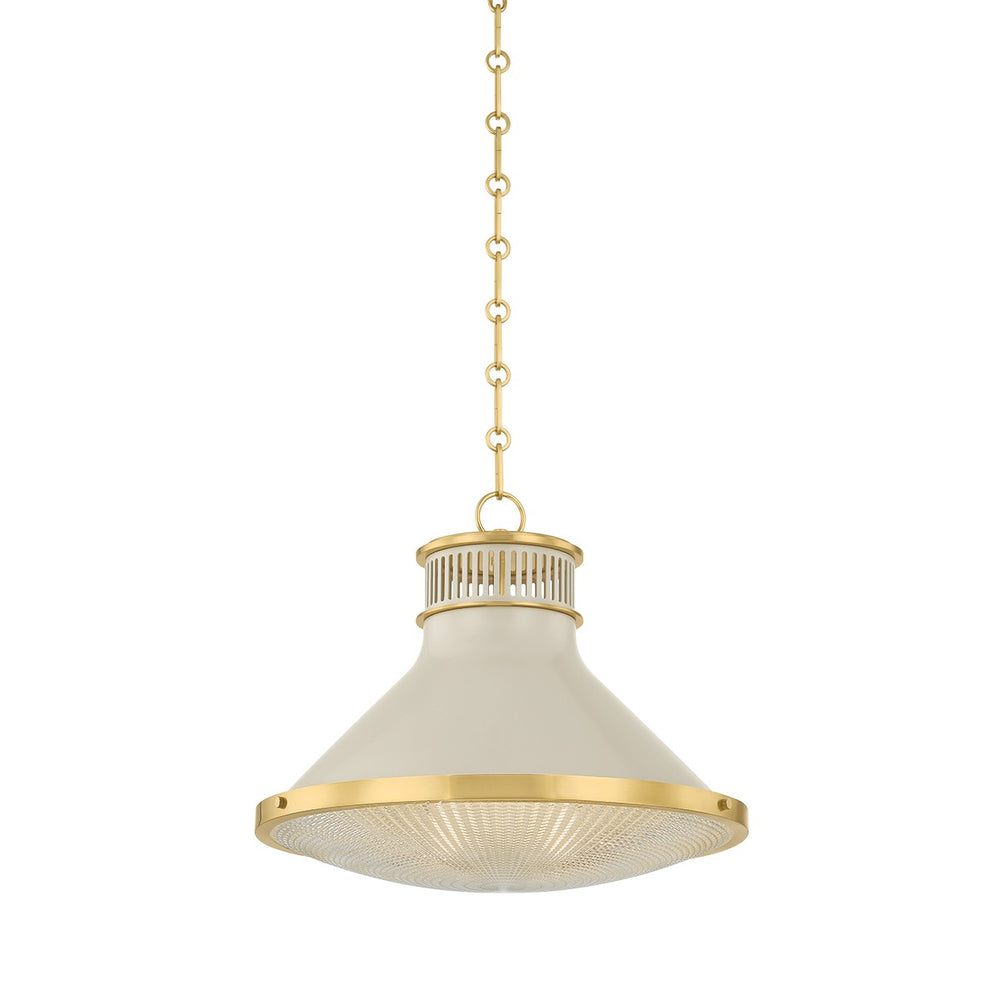 Hudson Valley Canada - One Light Pendant - Highclere - Aged Brass/Off-White- Union Lighting Luminaires Decor