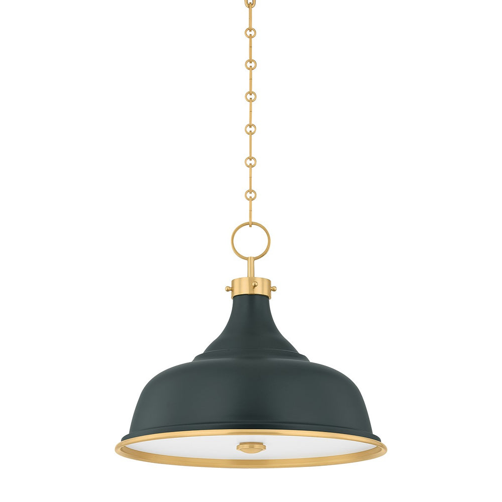 Hudson Valley Canada - Three Light Pendant - Painted No. 1 - Aged Brass/Soft Studio Green- Union Lighting Luminaires Decor
