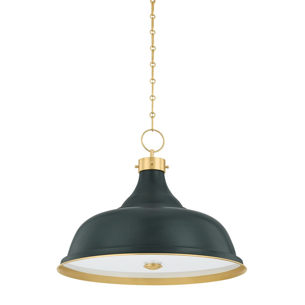 Hudson Valley Canada - Four Light Pendant - Painted No. 1 - Aged Brass/Soft Studio Green- Union Lighting Luminaires Decor