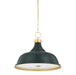 Hudson Valley Canada - Four Light Pendant - Painted No. 1 - Aged Brass/Soft Studio Green- Union Lighting Luminaires Decor