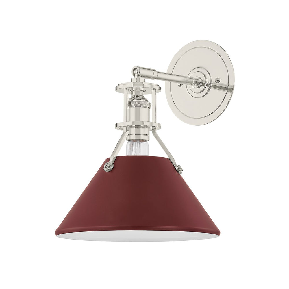 Hudson Valley Canada - One Light Wall Sconce - Painted No. 2 - Polished Nickel/Soft Crimson- Union Lighting Luminaires Decor