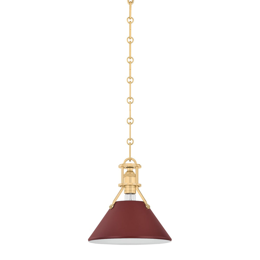 Hudson Valley Canada - One Light Pendant - Painted No. 2 - Aged Brass/Soft Crimson- Union Lighting Luminaires Decor