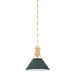 Hudson Valley Canada - One Light Pendant - Painted No. 2 - Aged Brass/Soft Studio Green- Union Lighting Luminaires Decor