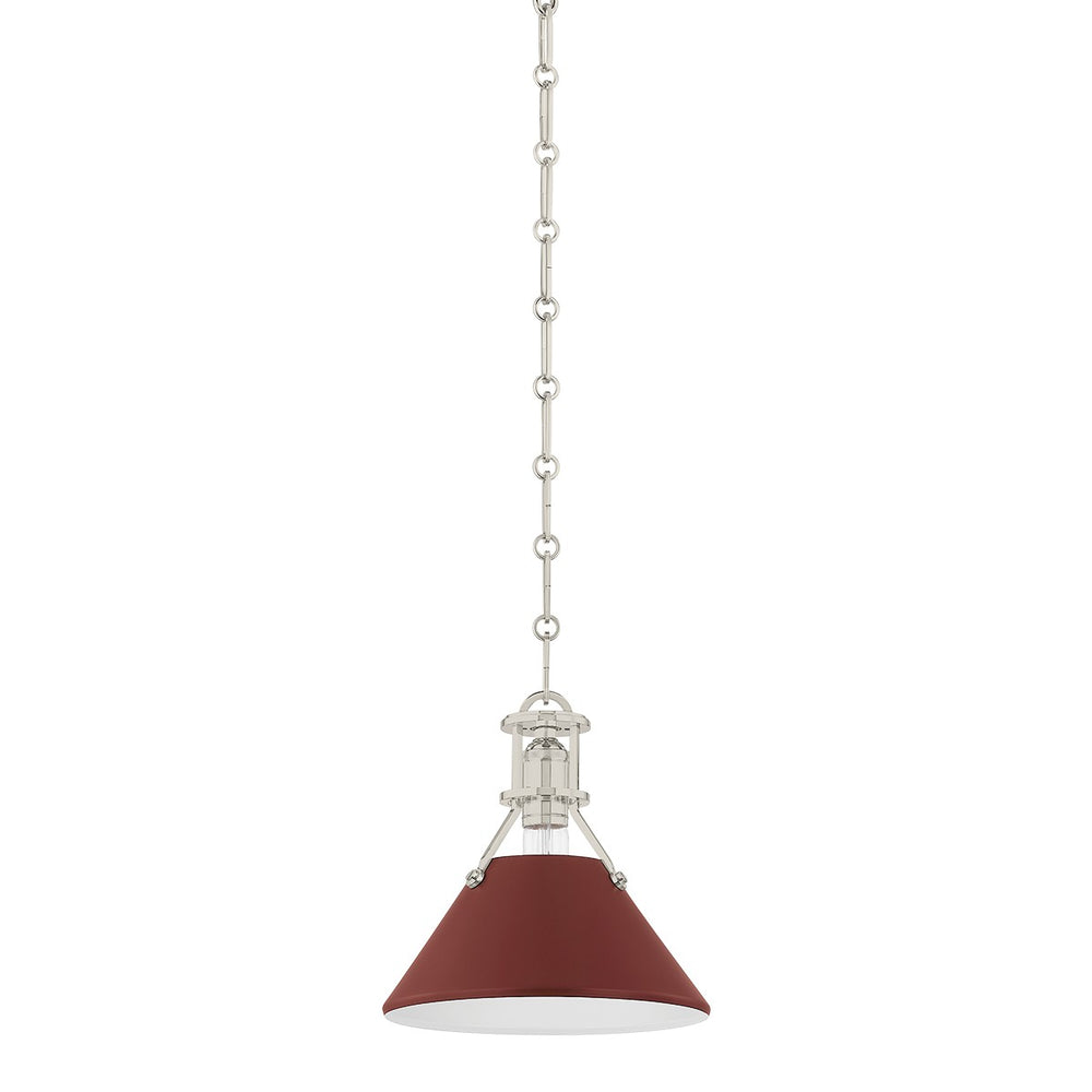 Hudson Valley Canada - One Light Pendant - Painted No. 2 - Polished Nickel/Soft Crimson- Union Lighting Luminaires Decor