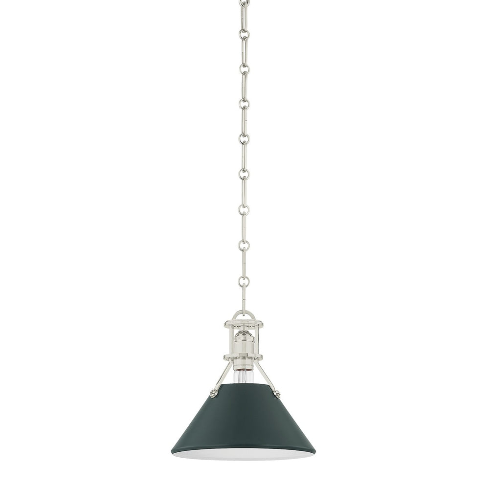 Hudson Valley Canada - One Light Pendant - Painted No. 2 - Polished Nickel/Soft Studio Green- Union Lighting Luminaires Decor
