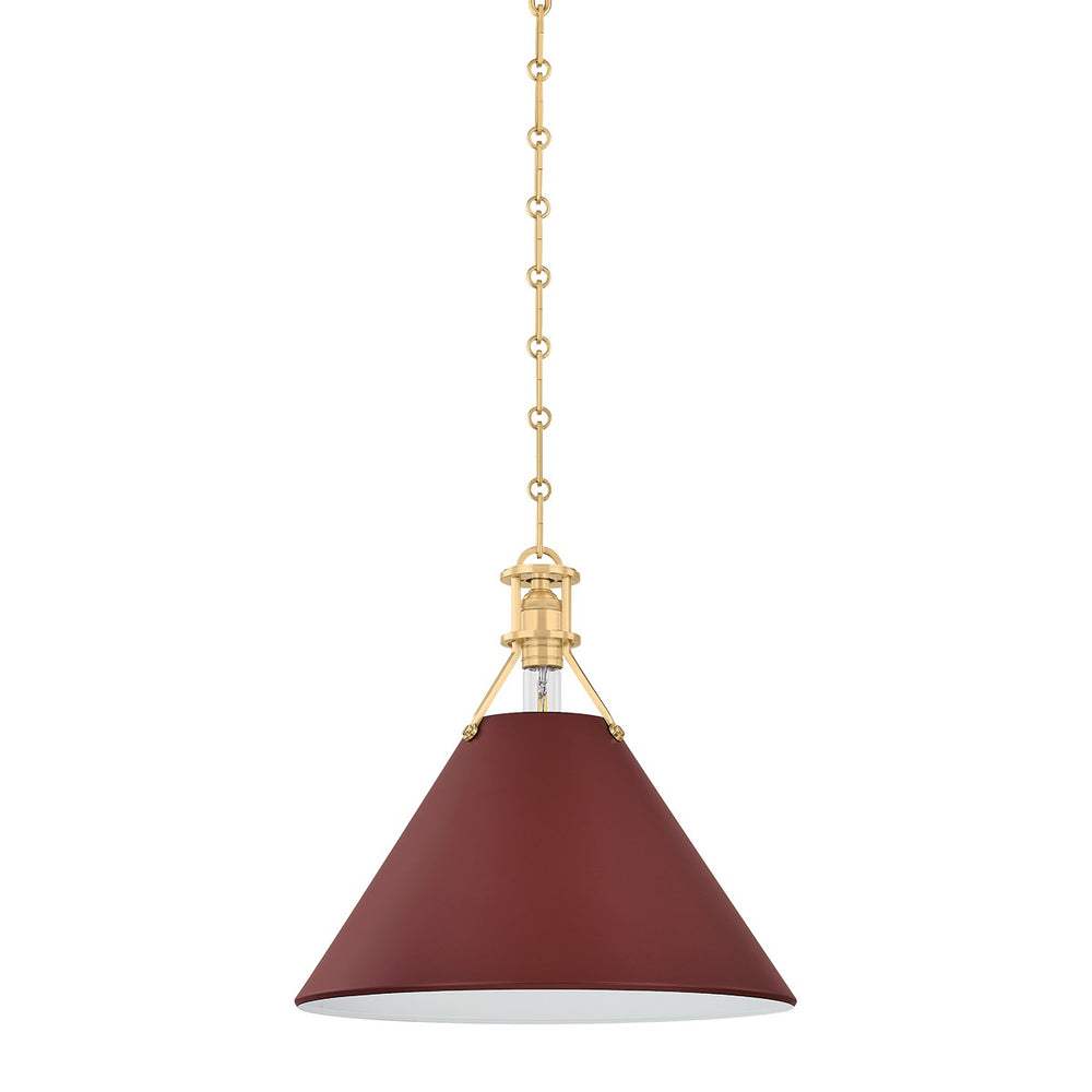 Hudson Valley Canada - One Light Pendant - Painted No. 2 - Aged Brass/Soft Crimson- Union Lighting Luminaires Decor