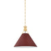 Hudson Valley Canada - One Light Pendant - Painted No. 2 - Aged Brass/Soft Crimson- Union Lighting Luminaires Decor