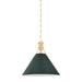 Hudson Valley Canada - One Light Pendant - Painted No. 2 - Aged Brass/Soft Studio Green- Union Lighting Luminaires Decor