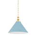 Hudson Valley Canada - One Light Pendant - Painted No. 2 - Aged Brass/Blue Bird- Union Lighting Luminaires Decor
