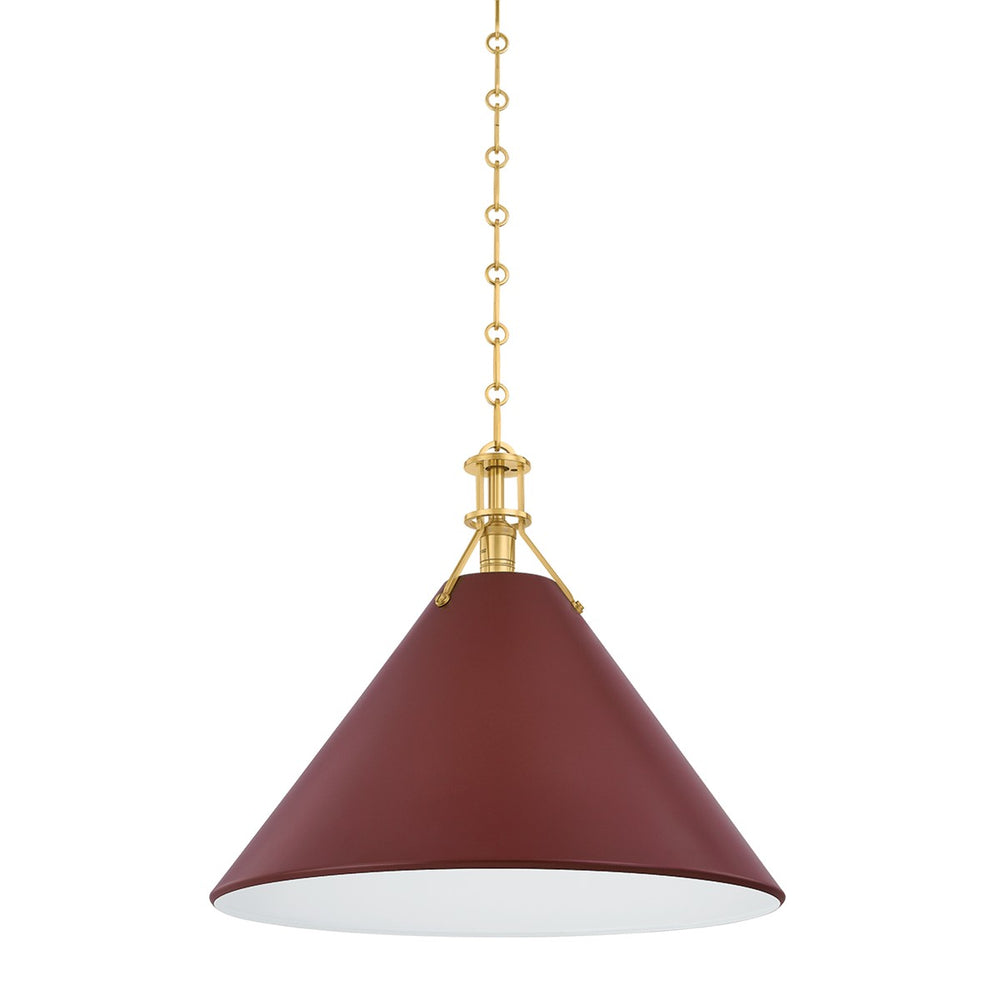 Hudson Valley Canada - One Light Pendant - Painted No. 2 - Aged Brass/Soft Crimson- Union Lighting Luminaires Decor