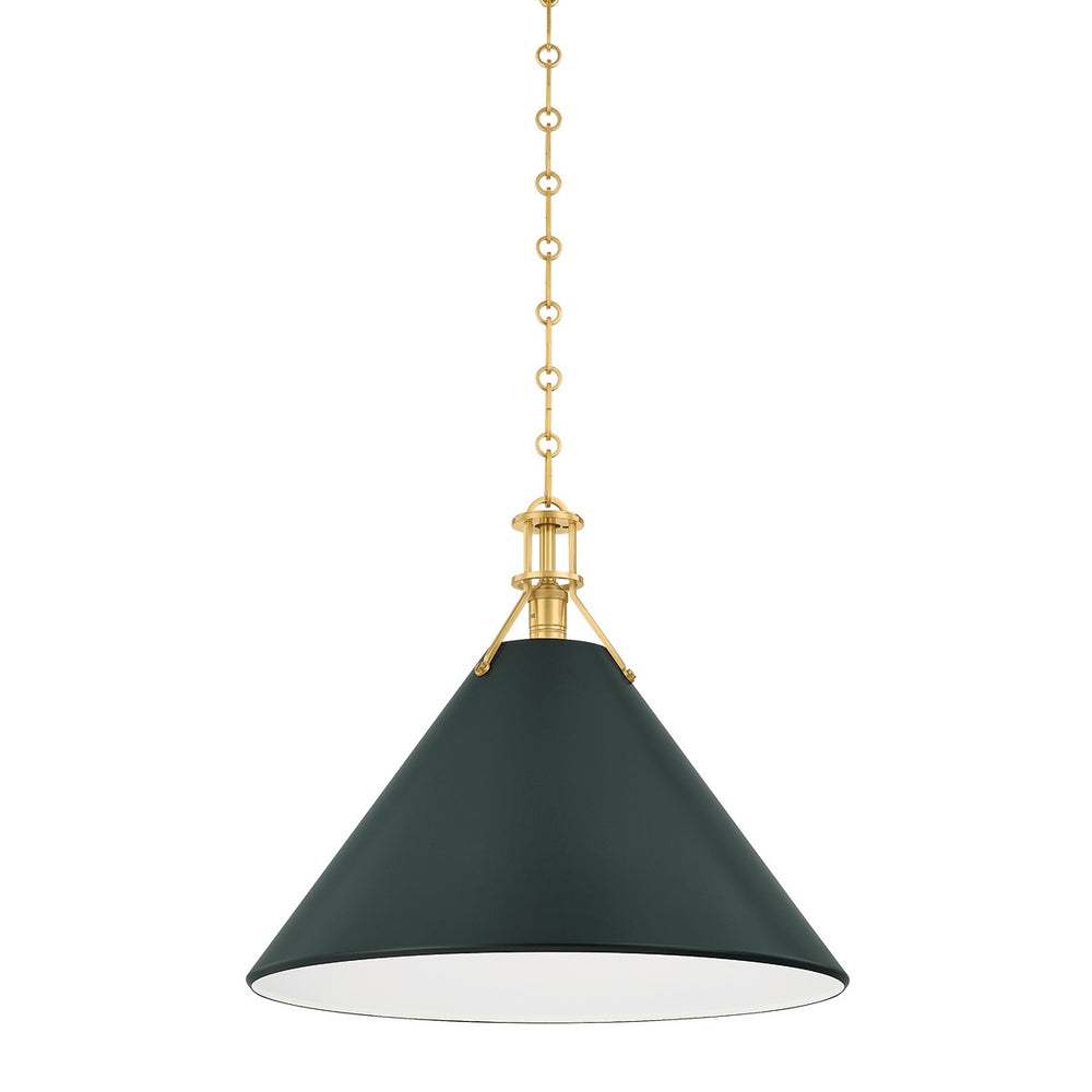 Hudson Valley Canada - One Light Pendant - Painted No. 2 - Aged Brass/Soft Studio Green- Union Lighting Luminaires Decor