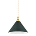 Hudson Valley Canada - One Light Pendant - Painted No. 2 - Aged Brass/Soft Studio Green- Union Lighting Luminaires Decor