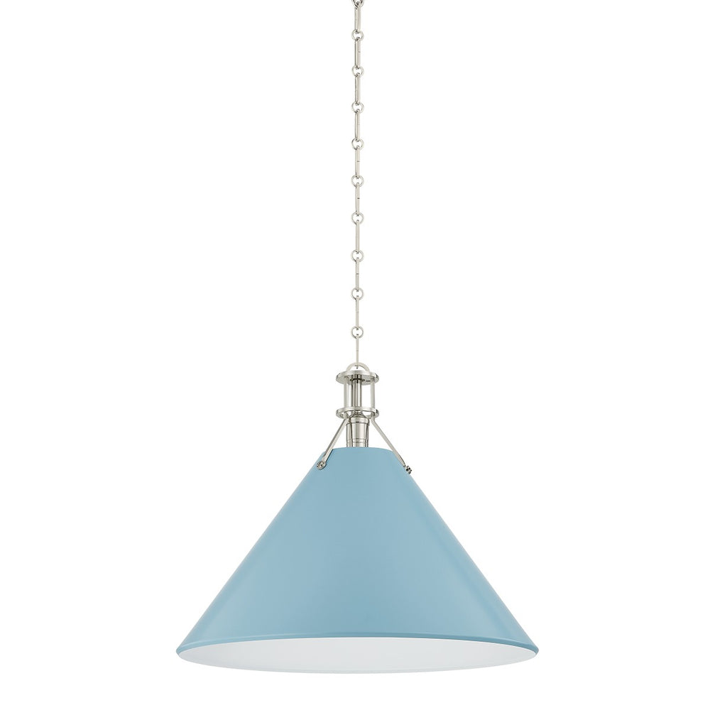 Hudson Valley Canada - One Light Pendant - Painted No. 2 - Polished Nickel/Blue Bird- Union Lighting Luminaires Decor