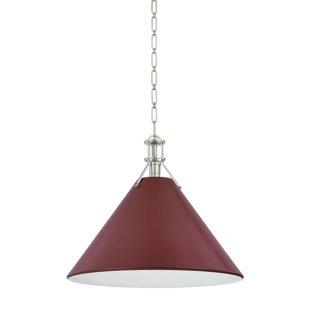 Hudson Valley Canada - One Light Pendant - Painted No. 2 - Polished Nickel/Soft Crimson- Union Lighting Luminaires Decor