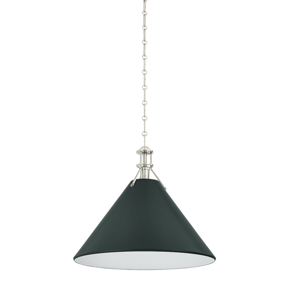 Hudson Valley Canada - One Light Pendant - Painted No. 2 - Polished Nickel/Soft Studio Green- Union Lighting Luminaires Decor