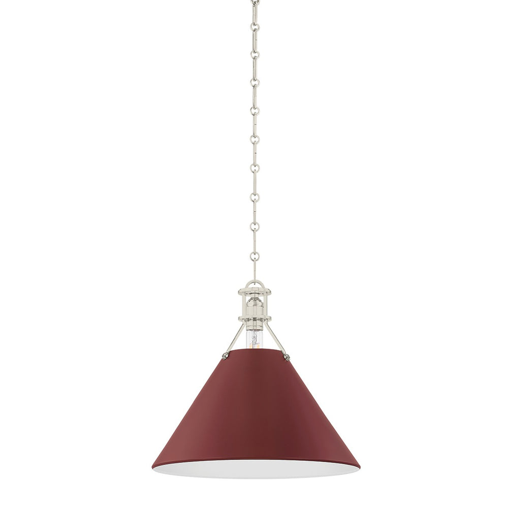 Hudson Valley Canada - One Light Pendant - Painted No. 2 - Polished Nickel/Soft Crimson- Union Lighting Luminaires Decor
