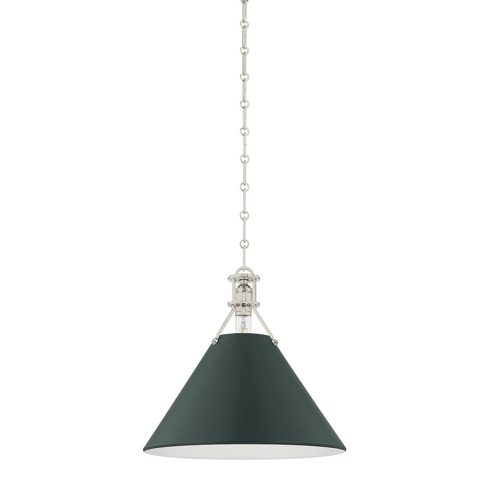 Hudson Valley Canada - One Light Pendant - Painted No. 2 - Polished Nickel/Soft Studio Green- Union Lighting Luminaires Decor