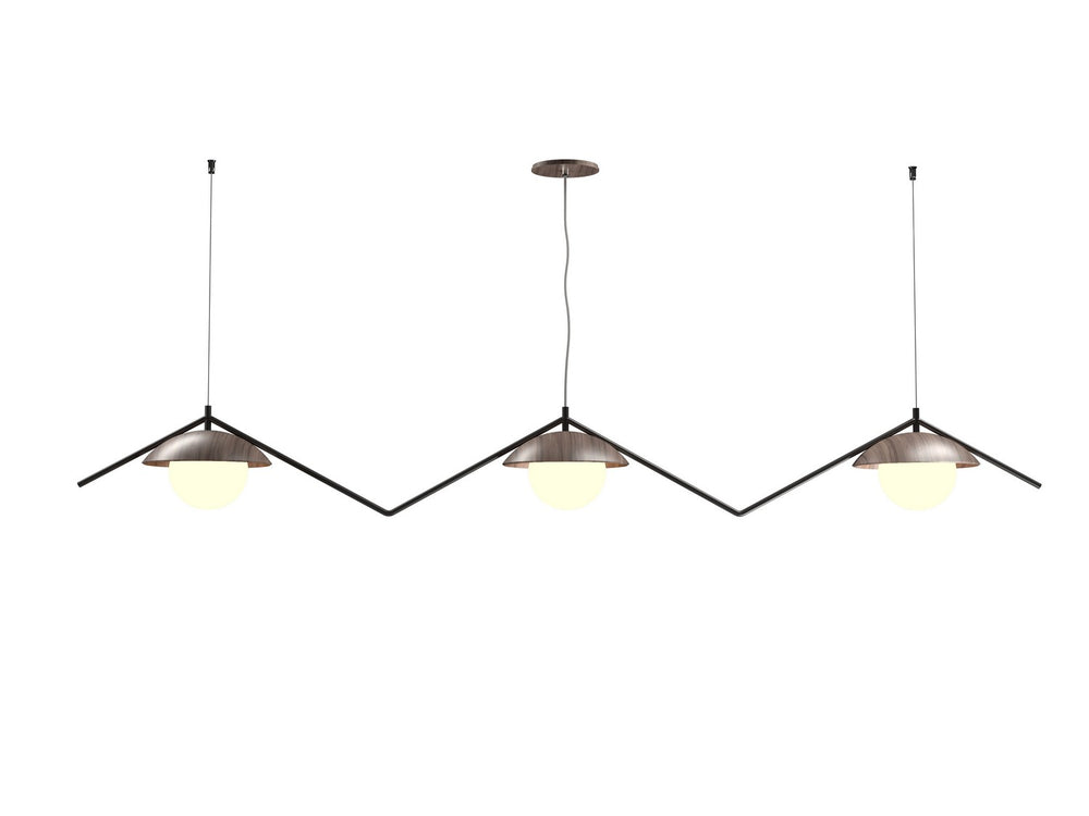 Accord Lighting - Three Light Pendant - Oyster - American Walnut- Union Lighting Luminaires Decor
