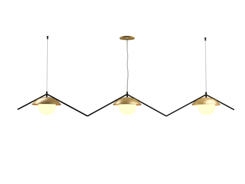 Accord Lighting - Three Light Pendant - Oyster - Organic Gold- Union Lighting Luminaires Decor