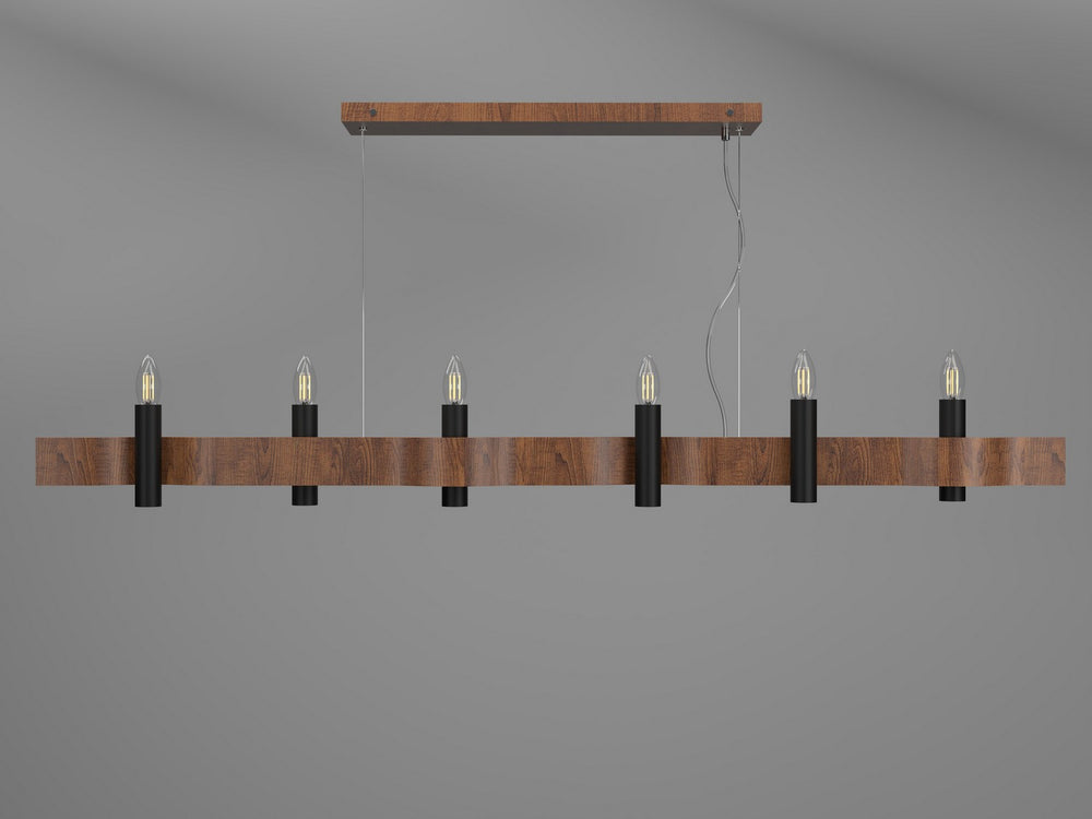 Accord Lighting - Six Light Pendant - Flow - Imbuia- Union Lighting Luminaires Decor