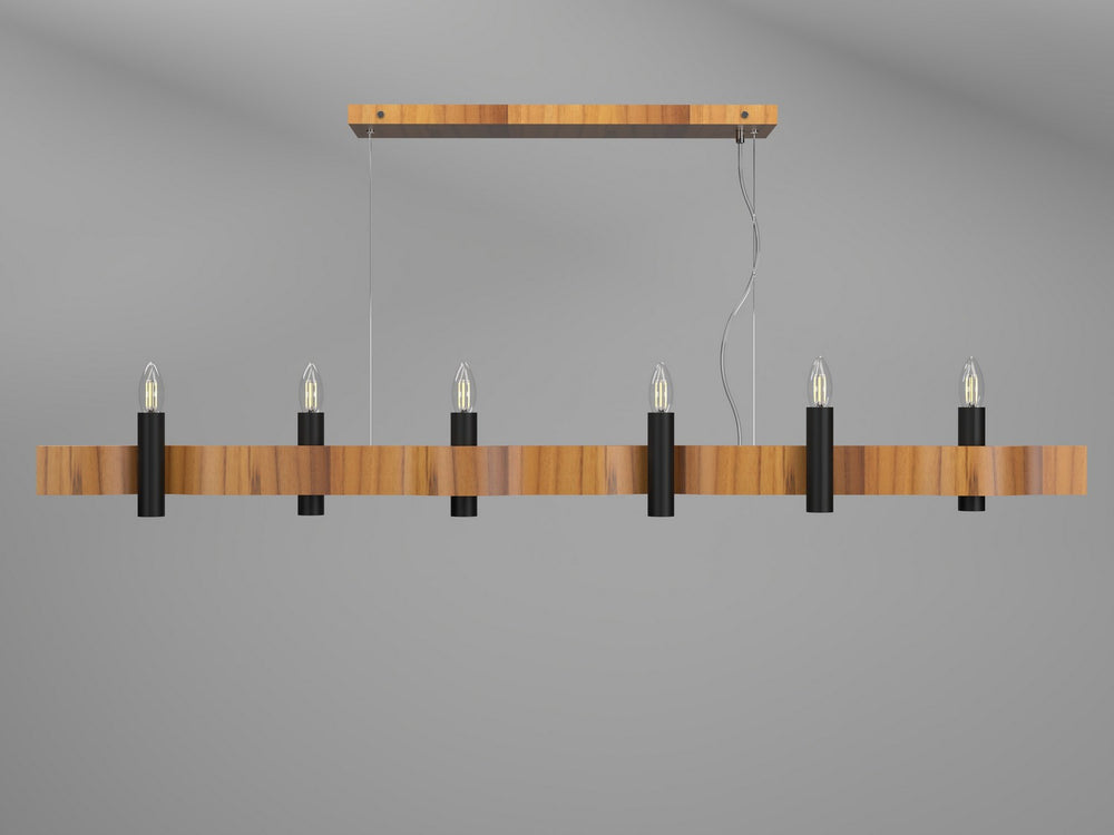 Accord Lighting - Six Light Pendant - Flow - Teak- Union Lighting Luminaires Decor