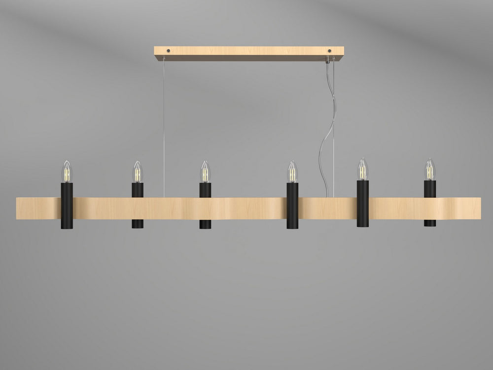 Accord Lighting - Six Light Pendant - Flow - Maple- Union Lighting Luminaires Decor