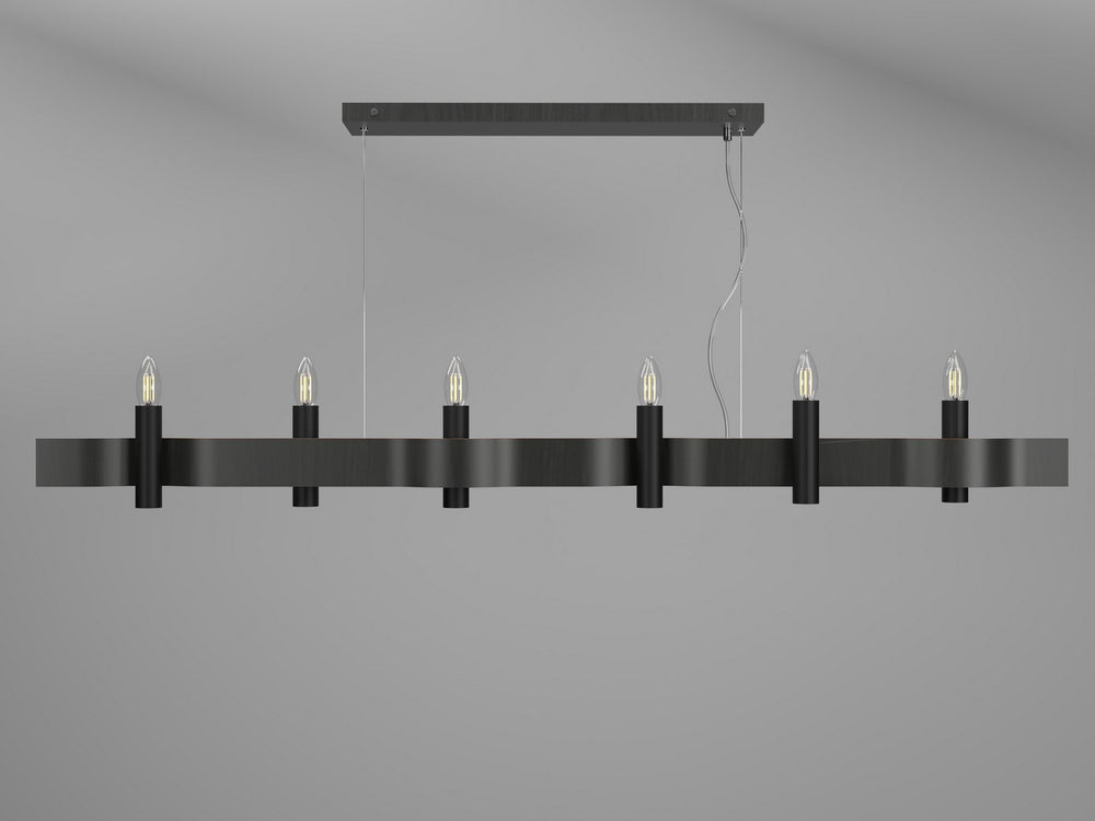 Accord Lighting - Six Light Pendant - Flow - Charcoal- Union Lighting Luminaires Decor