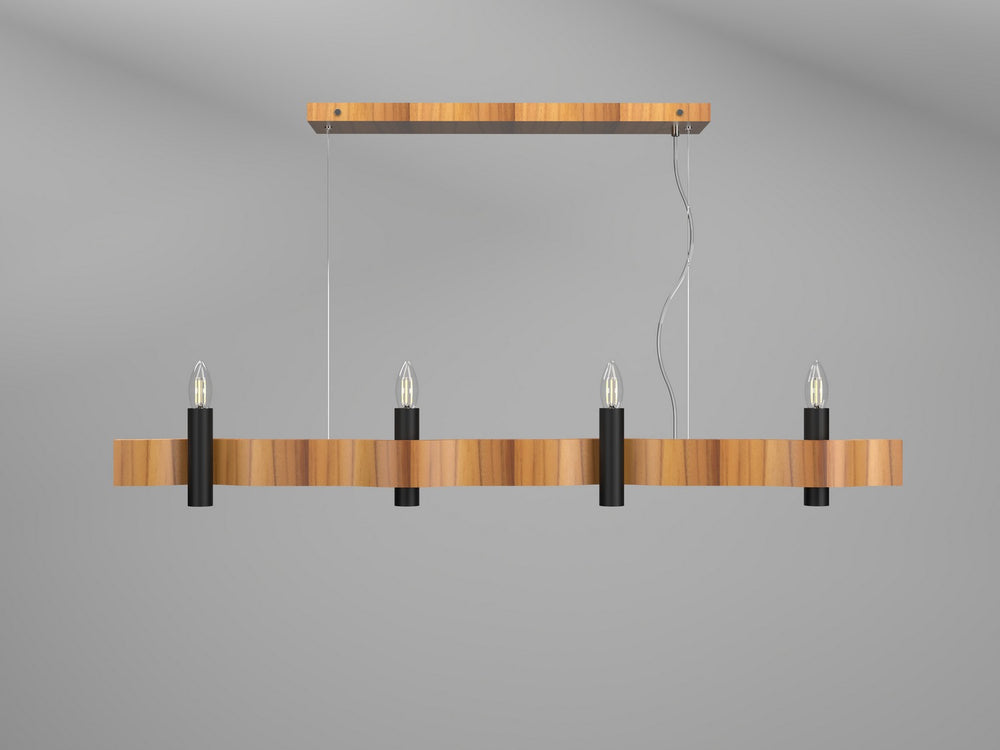 Accord Lighting - Four Light Pendant - Flow - Teak- Union Lighting Luminaires Decor
