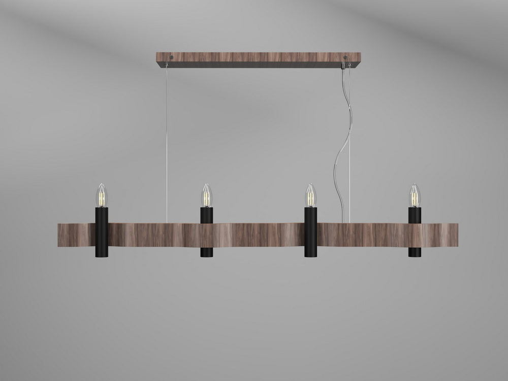 Accord Lighting - Four Light Pendant - Flow - American Walnut- Union Lighting Luminaires Decor