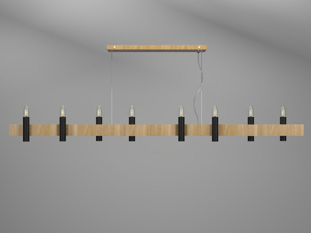 Accord Lighting - Eight Light Pendant - Flow - Louro Freijo- Union Lighting Luminaires Decor