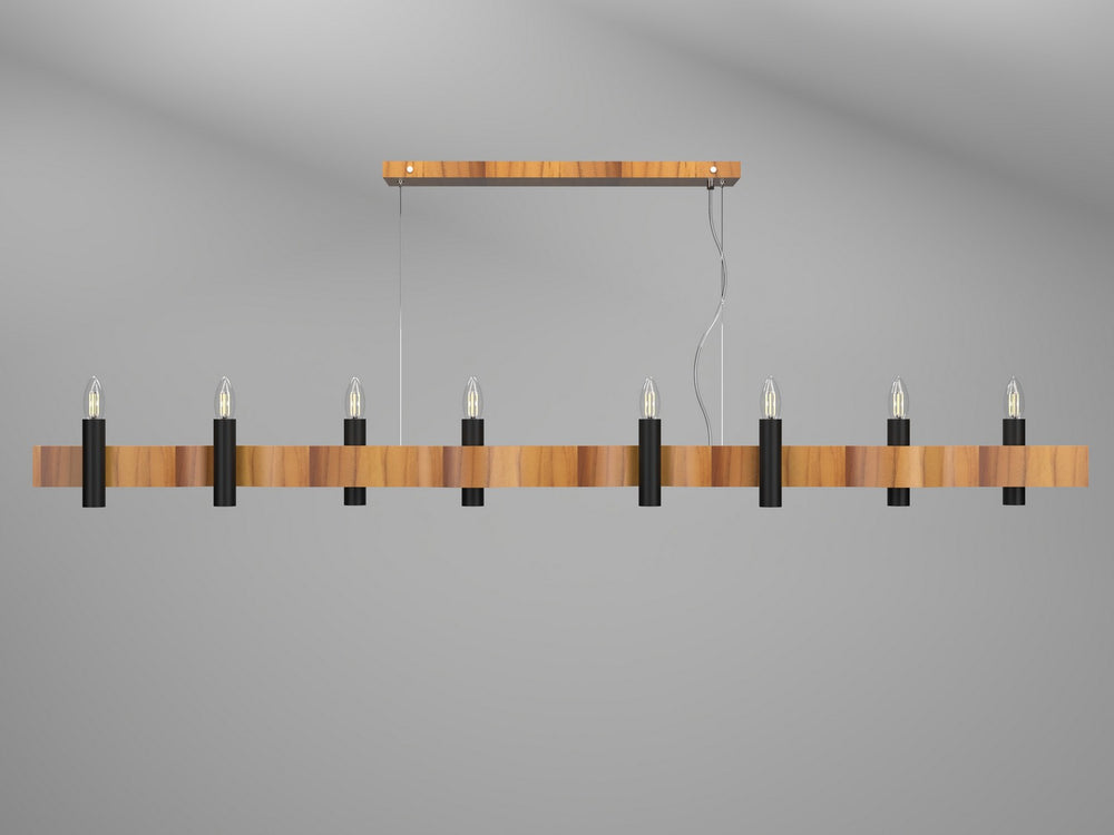 Accord Lighting - Eight Light Pendant - Flow - Teak- Union Lighting Luminaires Decor