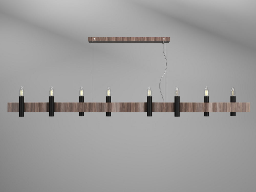 Accord Lighting - Eight Light Pendant - Flow - American Walnut- Union Lighting Luminaires Decor