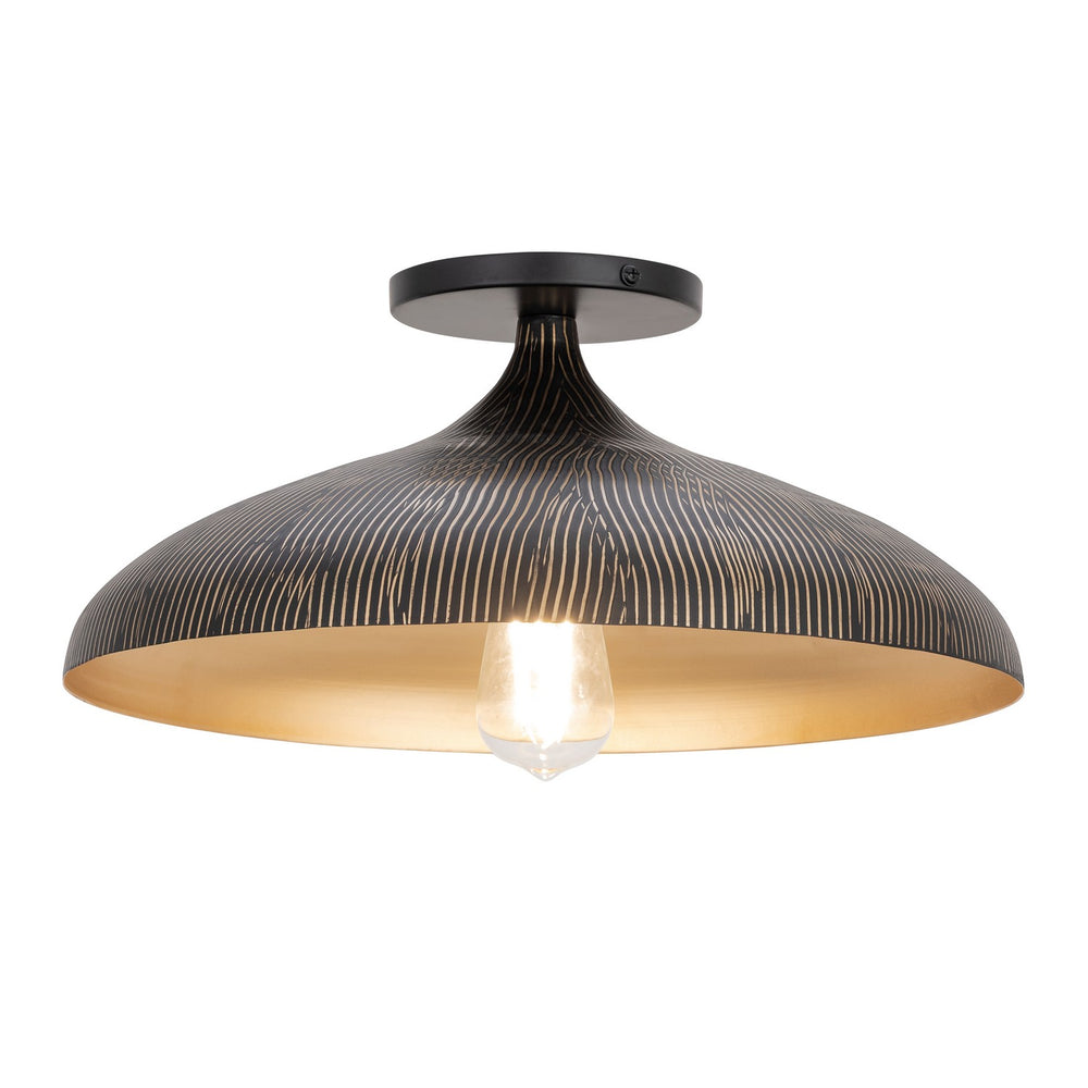 Maxim - One Light Flush Mount - Fleur - Black / Gold- Union Lighting Luminaires Decor